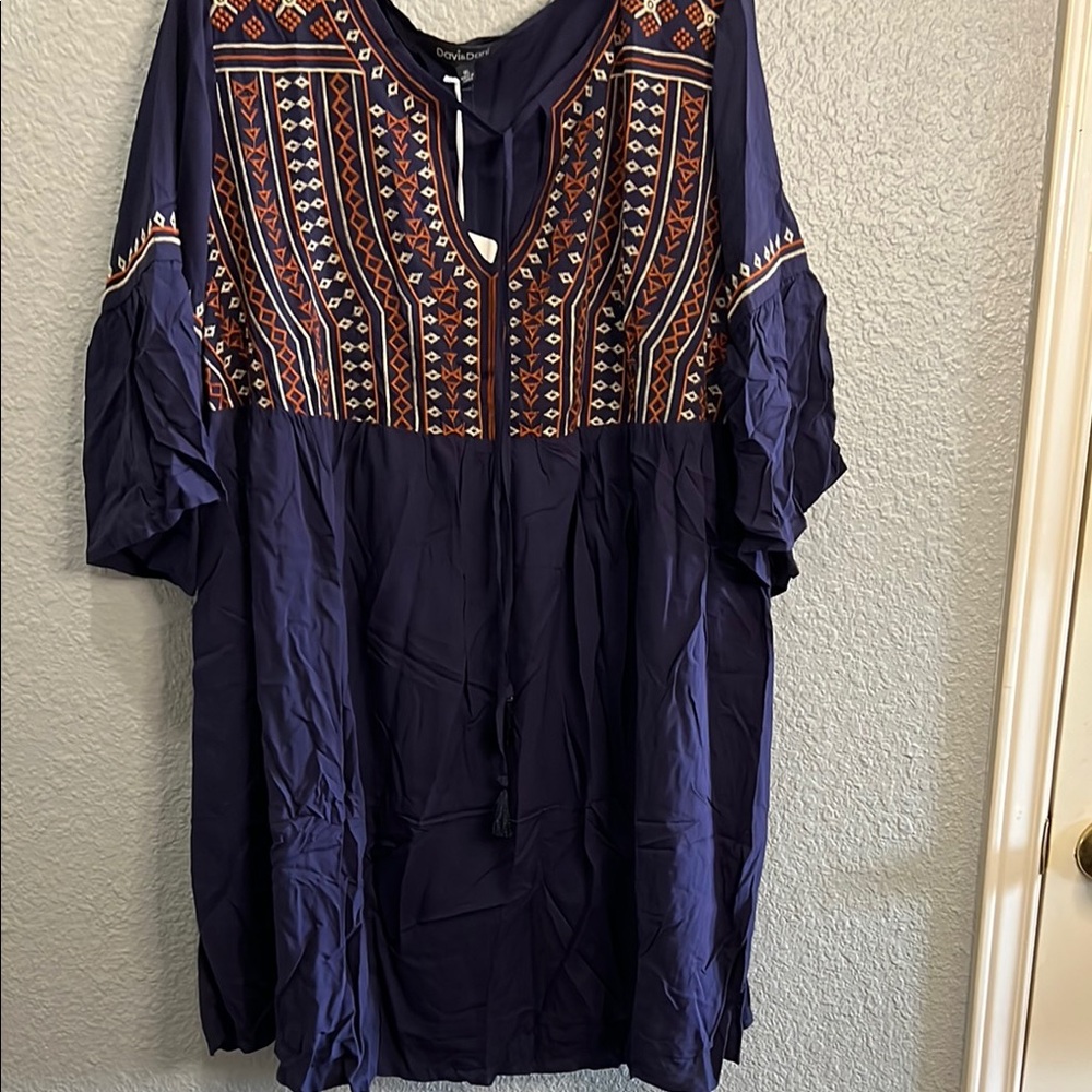 Davi & Dani Navy Embroidered Women's dress NWT size 1X